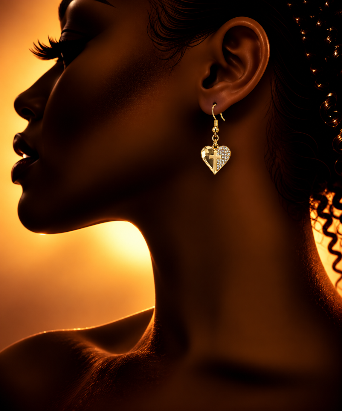 Heart Cross Earring