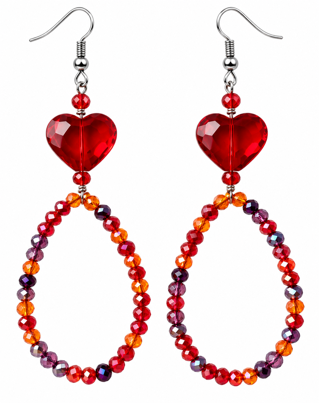 RED heart Drop Earrings