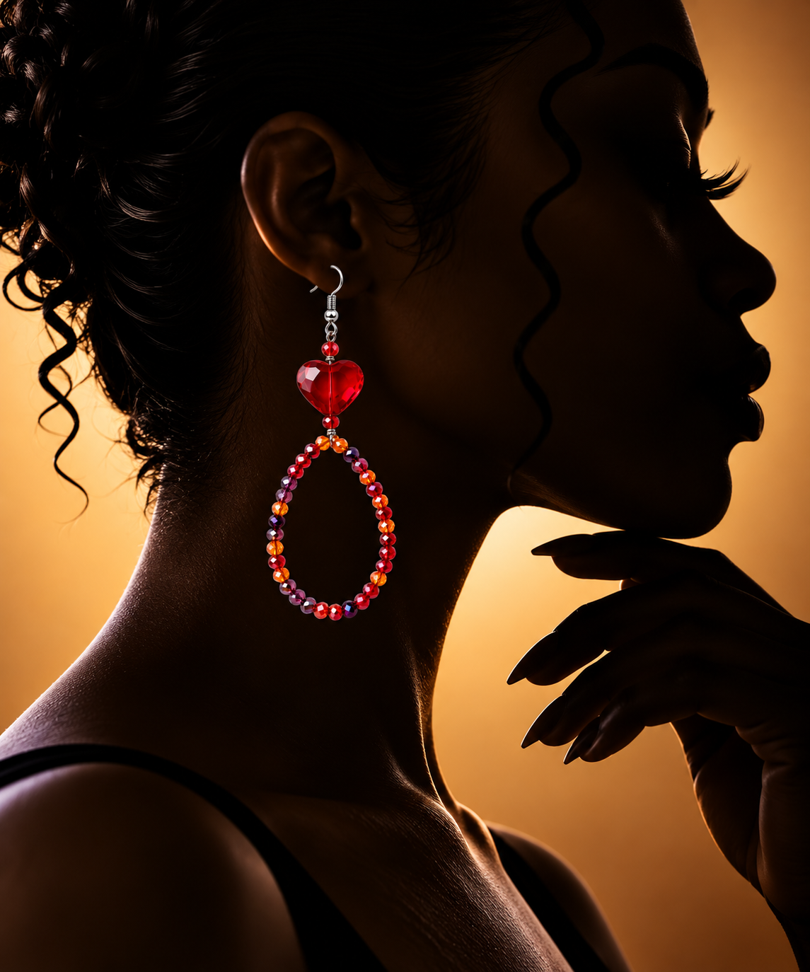 RED heart Drop Earrings