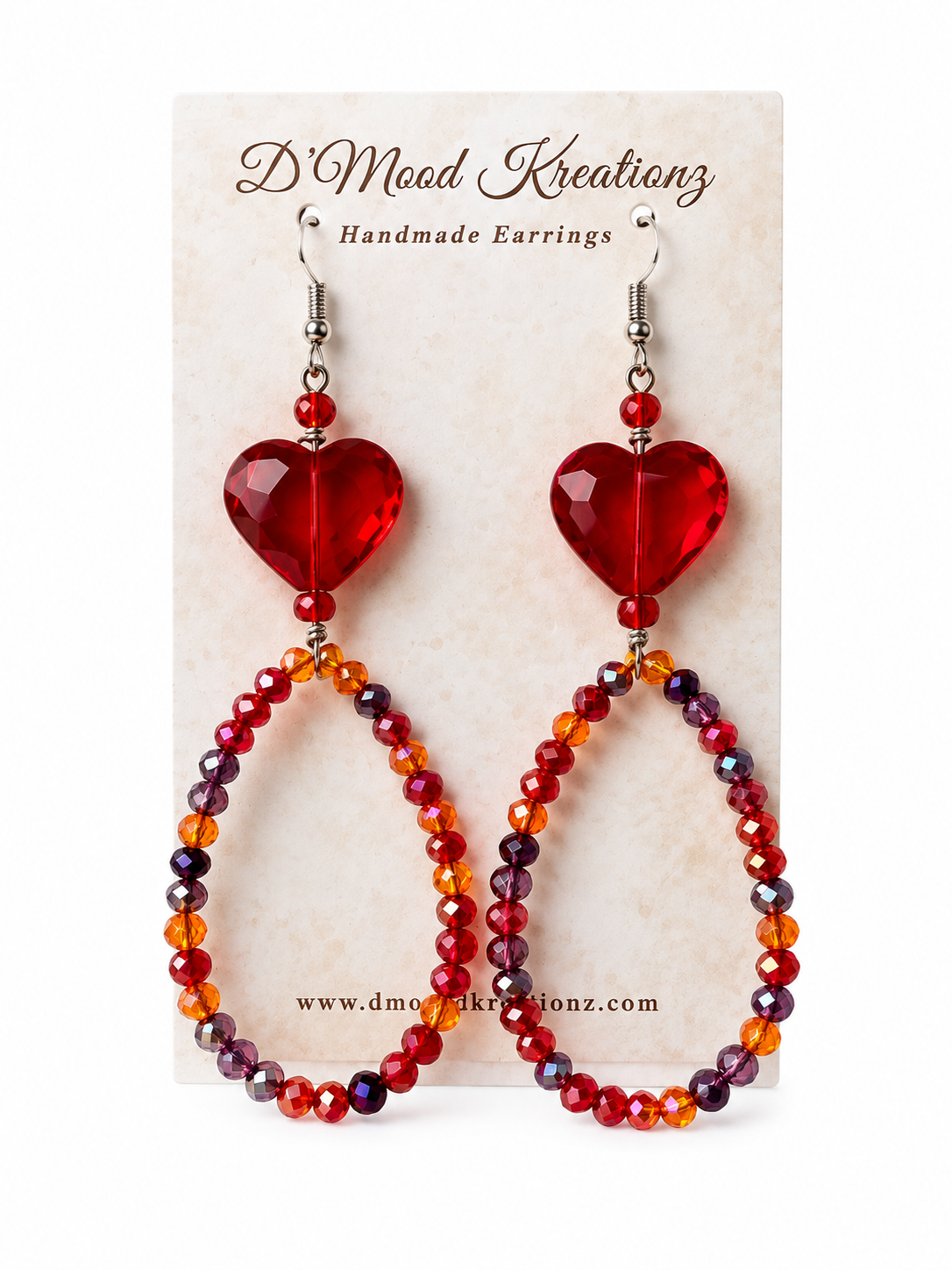 RED heart Drop Earrings