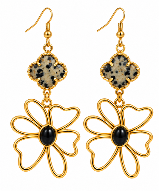 Dalmatian Flower Earrings