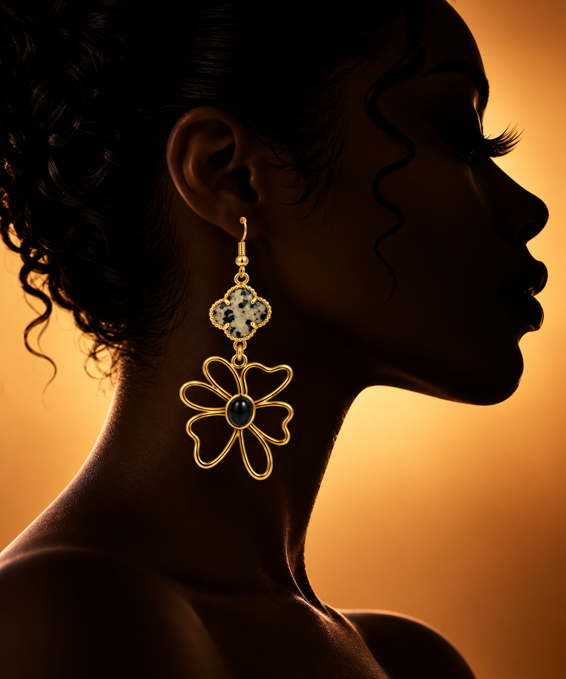 Dalmatian Flower Earrings