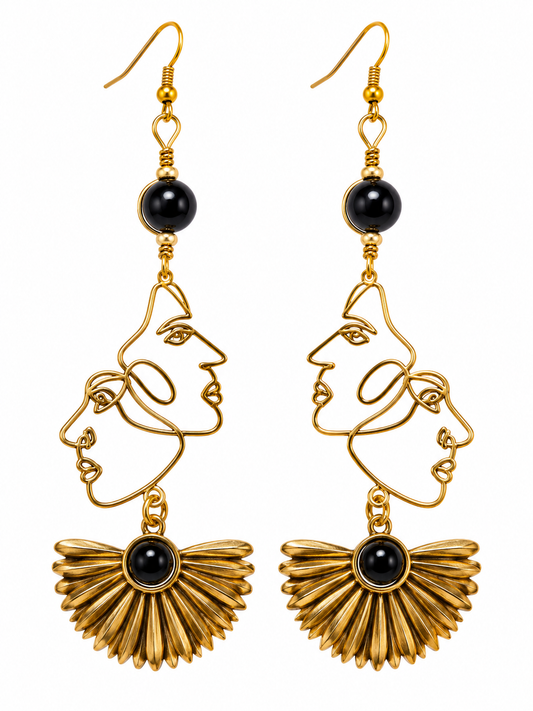 Onyx Flower Earrings