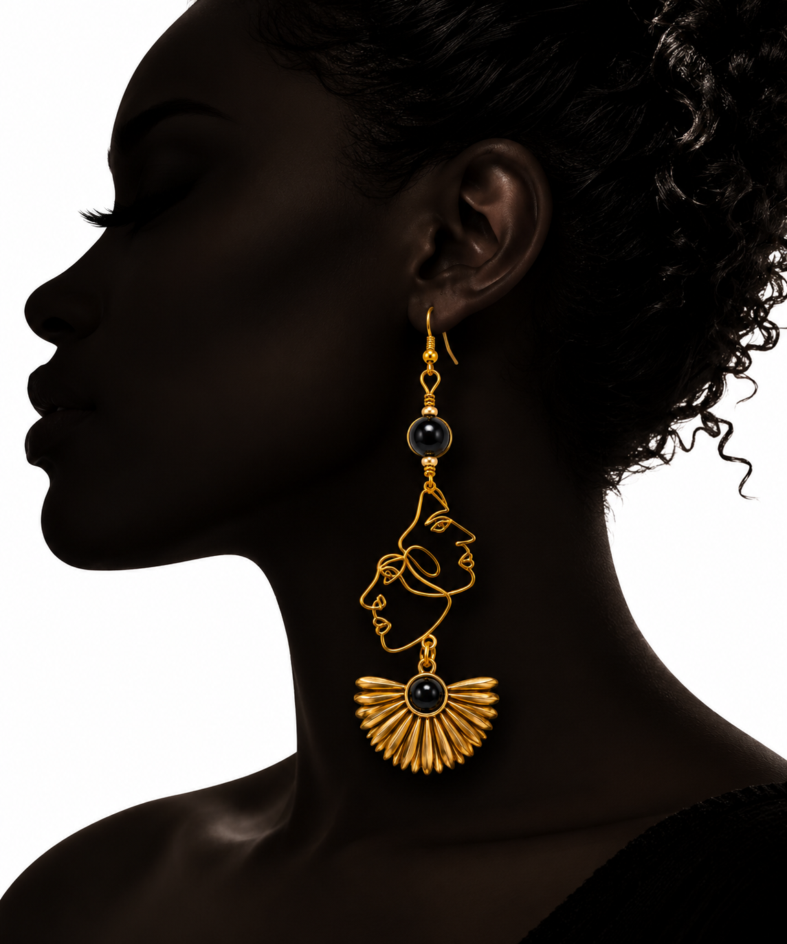 Onyx Flower Earrings