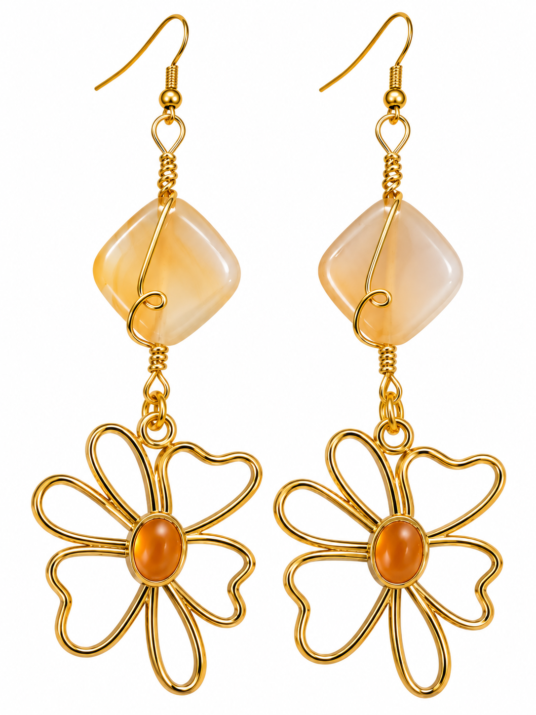 Carnelian Flower Earring