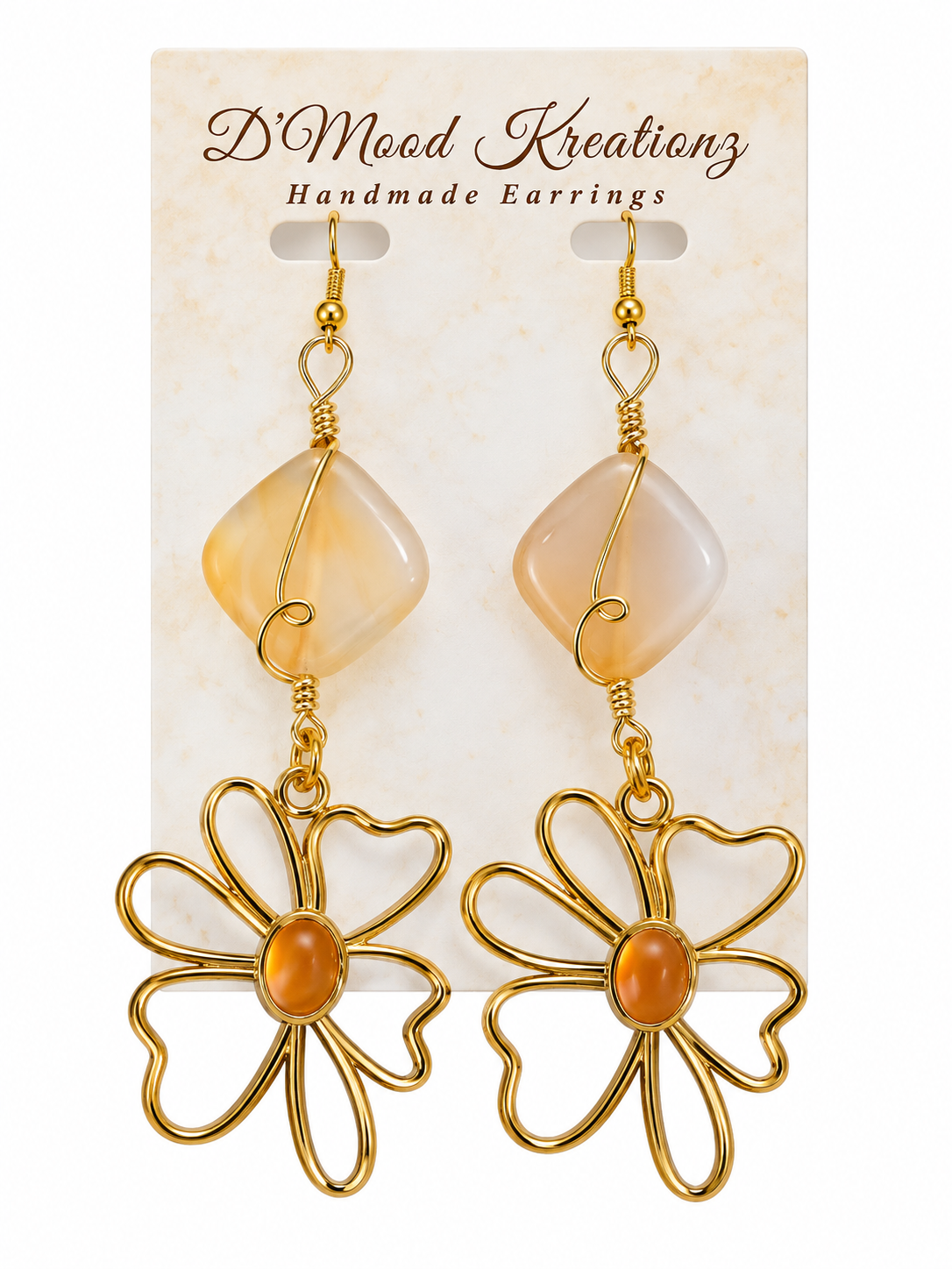 Carnelian Flower Earring
