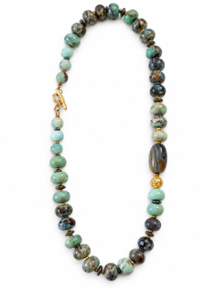 Ocean Breeze/ Women's Dragon Skin Agate & Amazonite Necklace