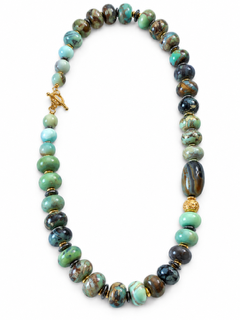 Ocean Breeze/ Women's Dragon Skin Agate & Amazonite Necklace