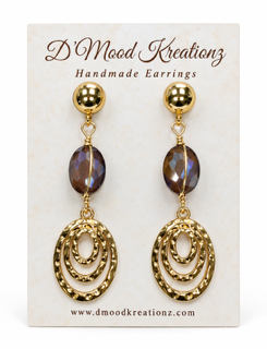Brown Drop Earrings/Clip on