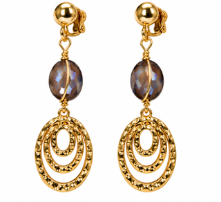 Brown Drop Earrings/Clip on